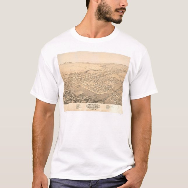 Chico, panoramische Karte 1871 (0272A) CA T-Shirt (Vorderseite)