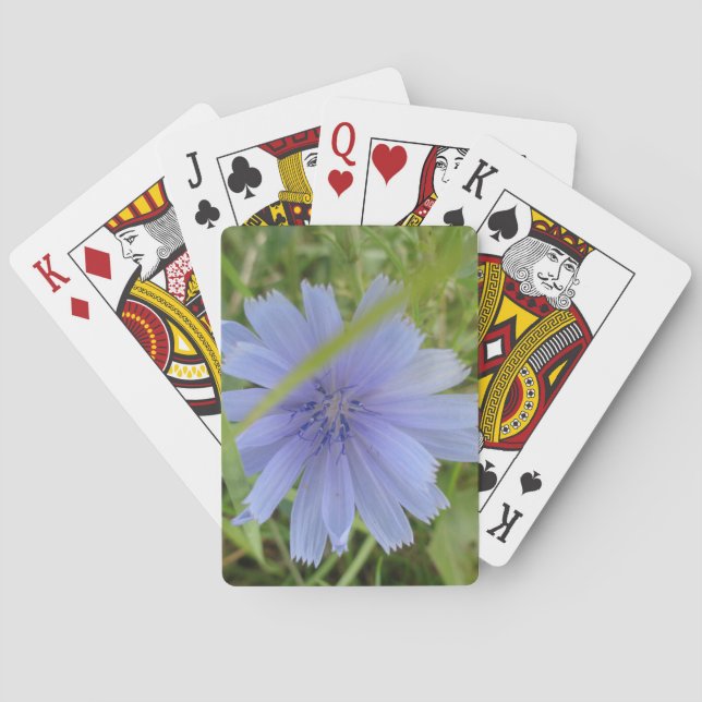 Chicory Blue Lila Blume Floral Spielkarten (Rückseite)