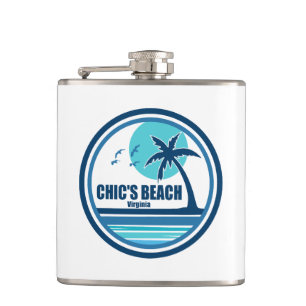 Chic's Beach Virginia Palm Tree Birds Flachmann