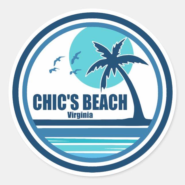 Chic's Beach Virginia Palm Tree Birds Runder Aufkleber (Vorderseite)