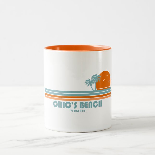 Chic's Beach Virginia Sun Palm Trees Zweifarbige Tasse (Mittel)