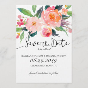ChicWatercolor mit Blumen Save the Date