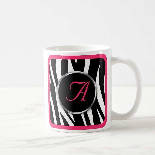 Chiczebra-Druck-Beeren-Rosa-Monogramm-Tasse Tasse (Rechts)