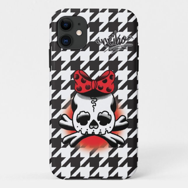 Chidori Check Dokuro-Chan Black Case-Mate iPhone Hülle (Rückseite)