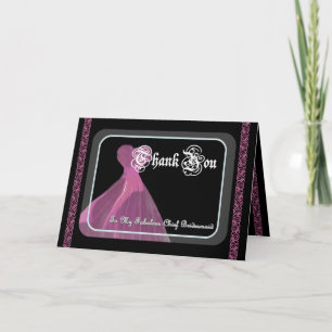 Chief Bridesmaid DANK YOU - Lila Gown & Lace Dankeskarte