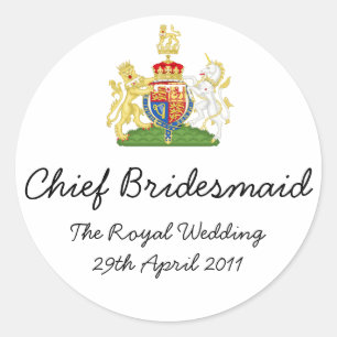 Chief Bridesmaid - Spaß an der Königlichen Hochzei Runder Aufkleber