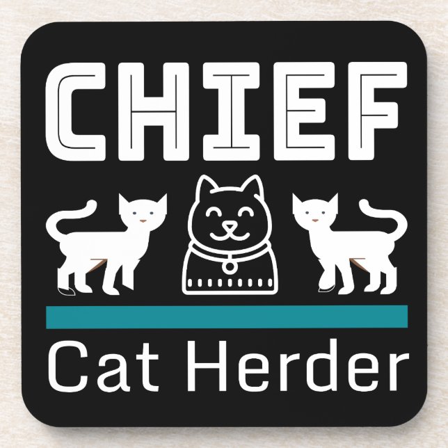 Chief Cat Herder Funny Getränkeuntersetzer (Vorderseite)