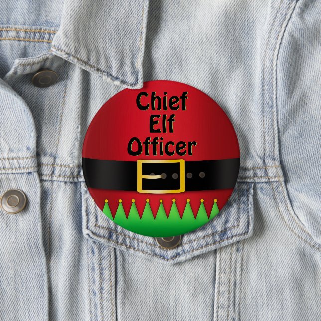 Chief Elf Officer Christmas Red Green Button (Beispiel)