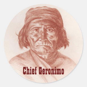 Chief Geronimo, Indianerportrait Runder Aufkleber