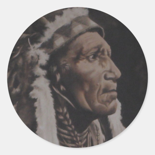 Chief Joseph Runder Aufkleber (Vorderseite)