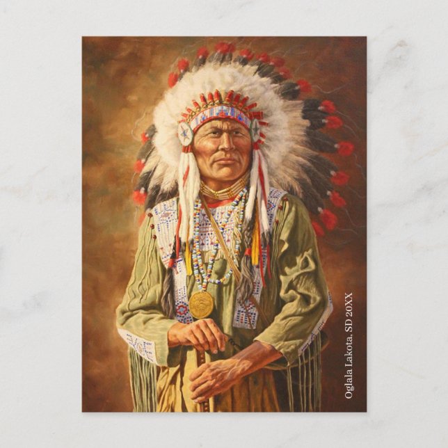 Chief Native American Lakota Postkarte (Vorderseite)