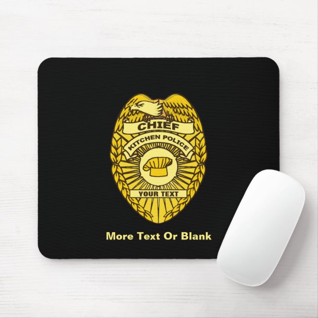 Chief Of Kitchen Police Badge Mousepad (Mit Mouse)