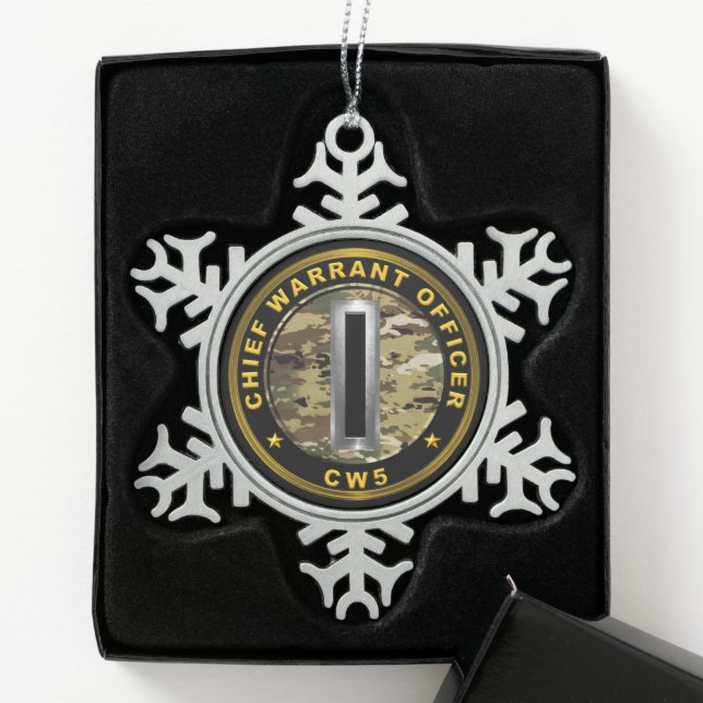Chief Warrant Officer 5 CW5 Schneeflocken Zinn-Ornament (Box)