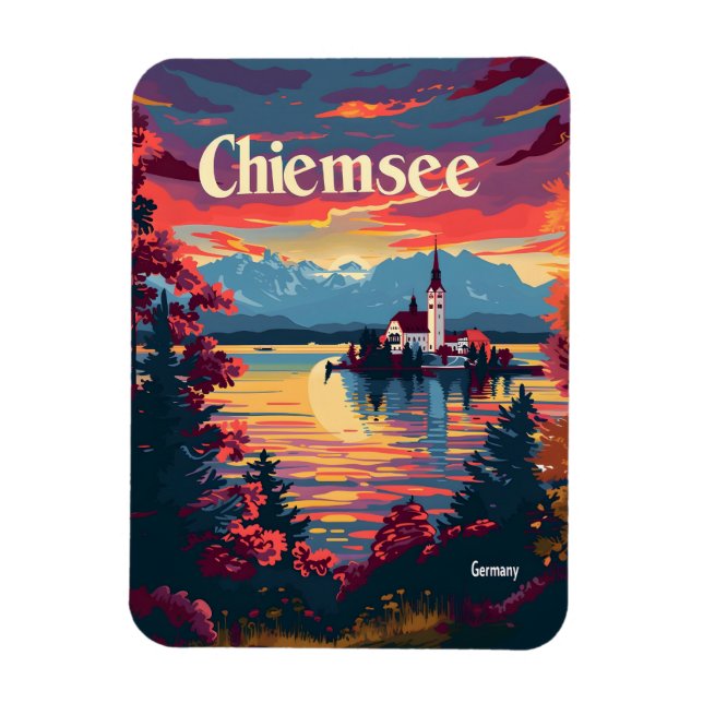 Chiemsee Deutschland Vintage Kunst Magnet (Vertikal)
