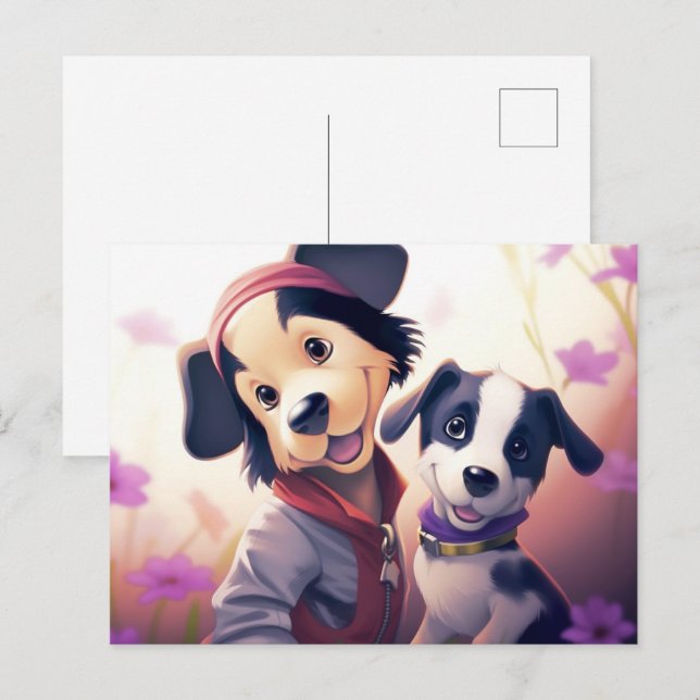 Chien Cute Postkarte (Vorne/Hinten)