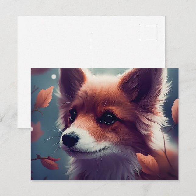 Chien Fox Postkarte (Vorne/Hinten)