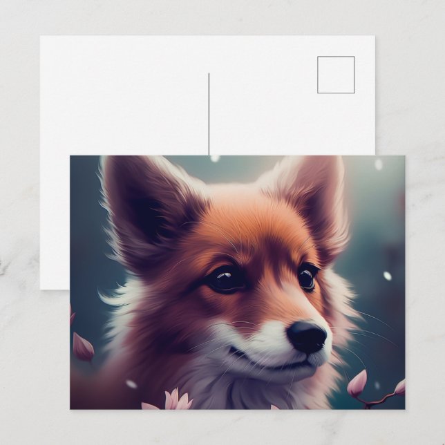 Chien Fox Postkarte (Vorne/Hinten)