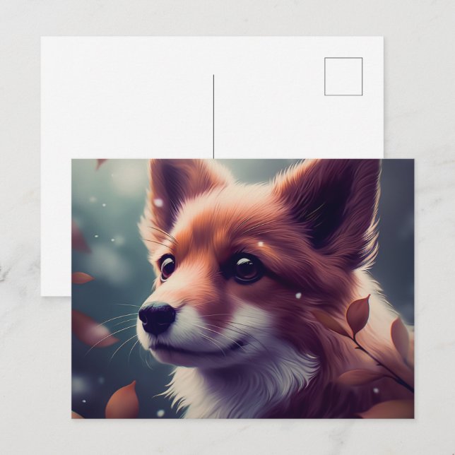 Chien Fox Postkarte (Vorne/Hinten)