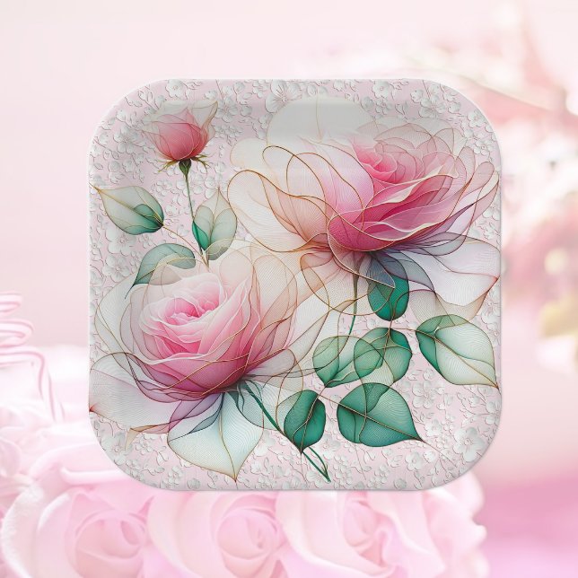 Chiffon Pink Rose Pappteller (Von Creator hochgeladen)