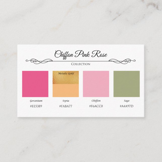 Chiffon Pink Rose Wedding Colorcard Begleitkarte (Vorderseite)