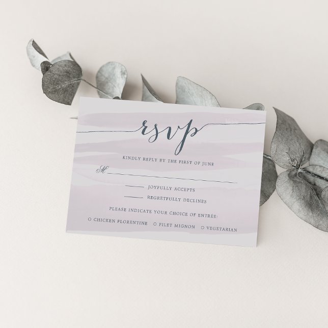 Chiffon RSVP Card mit Speisen | Gray Lilac (Von Creator hochgeladen)