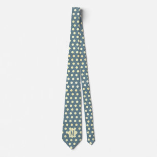 Chiffon & Slate Gray Polka Dots Monogram Necktie Krawatte