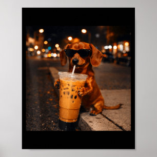 Chihua lustiger Dachshund, der Kaffee-Liebhaber tr Poster