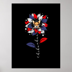 Chihuahua 4. Juli Sonnenblume Patriotic Poster