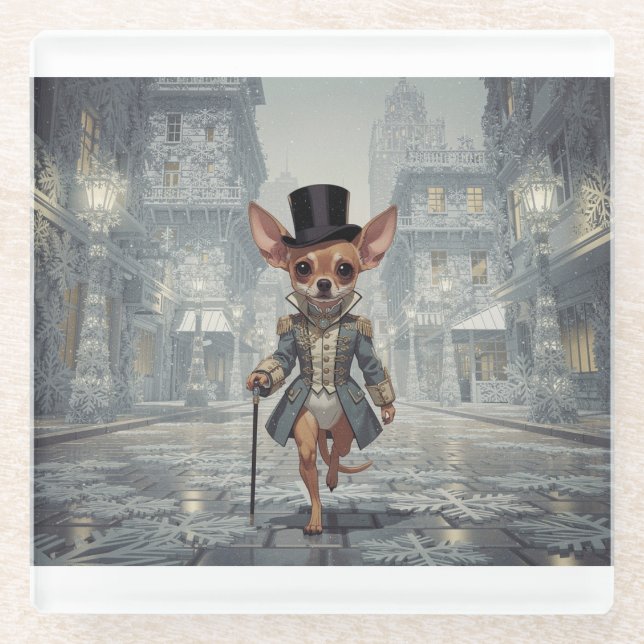 Chihuahua About Town In Paris Glasuntersetzer (Vorderseite)