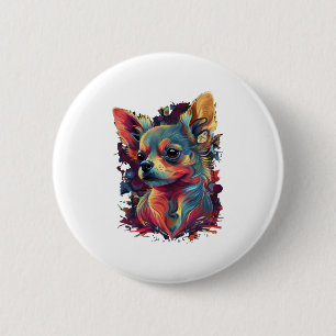 Chihuahua Abstrakte Malerei Farbe Niedlicher Hund Button