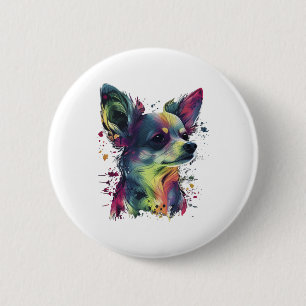 Chihuahua Abstrakte Malerei Farbe Niedlicher Hund Button