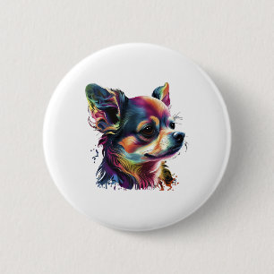 Chihuahua Abstrakte Malerei Farbe Niedlicher Hund Button