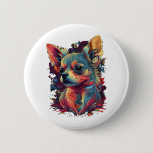 Chihuahua Abstrakte Malerei Farbe Niedlicher Hund Button