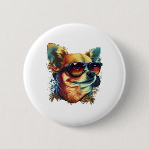 Chihuahua Abstrakte Malerei Farbe Niedlicher Hund Button