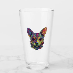 Chihuahua Abstrakte Malerei Farbe Niedlicher Hund Glas