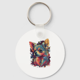 Chihuahua Abstrakte Malerei Farbe Niedlicher Hund Schlüsselanhänger