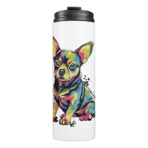 Chihuahua Abstrakte Malerei Farbe Niedlicher Hund Thermosbecher