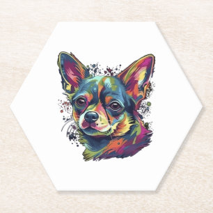 Chihuahua Abstrakte Malerei Farbe Niedlicher Hund Untersetzer