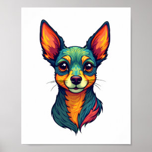 Chihuahua  Abstrakte Malerei  Farbe  Süßer Hund (4 Poster