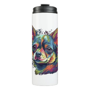 Chihuahua  Abstrakte Malerei  Farbe  Süßer Hund    Thermosbecher