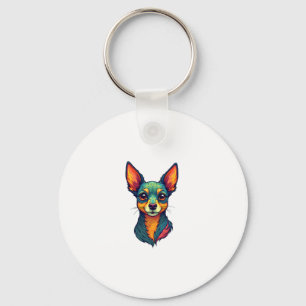 Chihuahua Abstrakte Malerfarbe Niedlicher Hund (4) Schlüsselanhänger