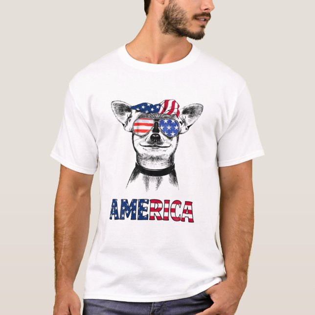 Chihuahua America American Flag Chihuahua Eigentüm T-Shirt (Vorderseite)