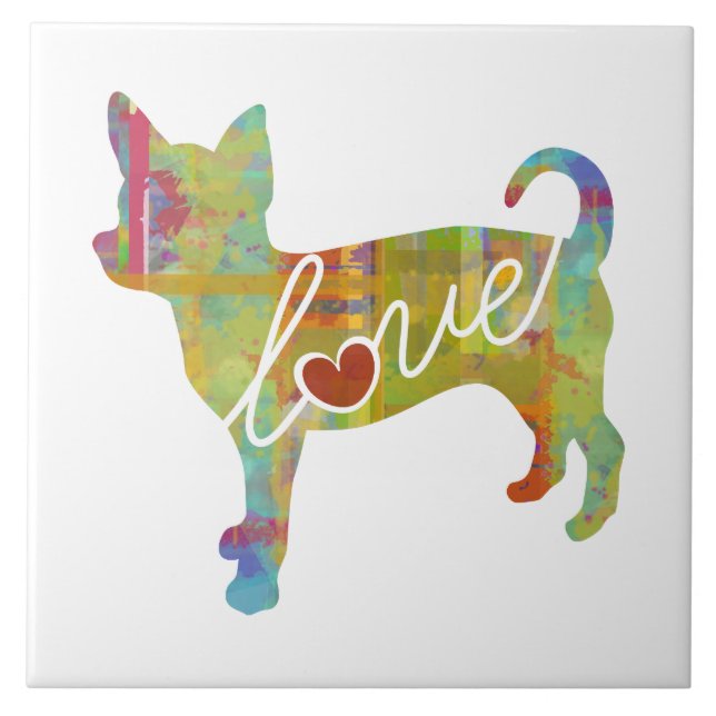 Chihuahua-Aquarell Fliese (Vorderseite)