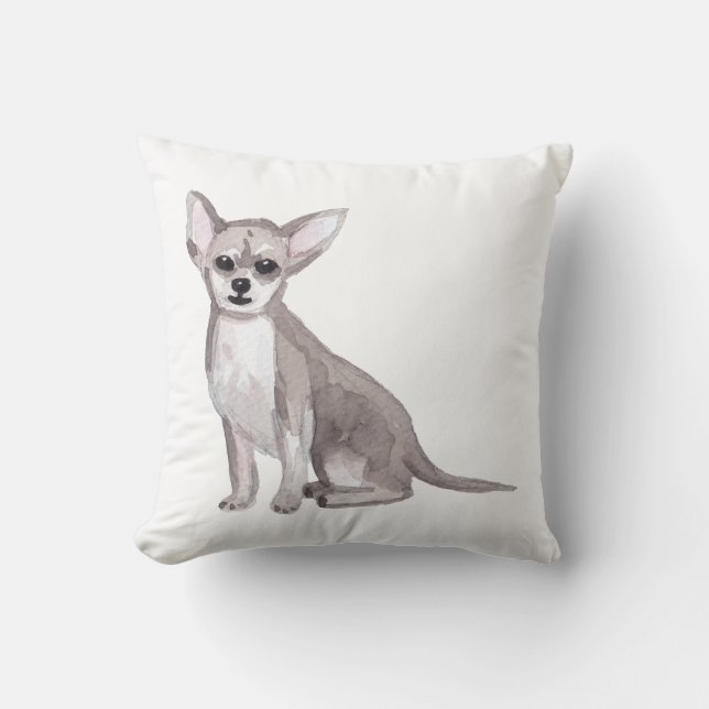Chihuahua Aquarellmalerei Kissen (Vorderseite)