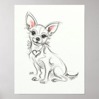 Chihuahua Art Print | Schnellskizze Poster