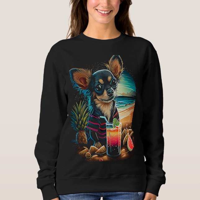 Chihuahua at the beach Summer Vacation Sweatshirt (Vorderseite)