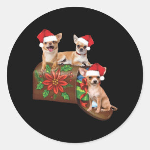 Chihuahua auf Box Brief Weihnachtsschmuck Niedlich Runder Aufkleber