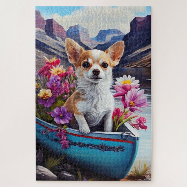 Chihuahua auf dem Paddle: Ein Landschaftliches Abe Puzzle (Vertikal)