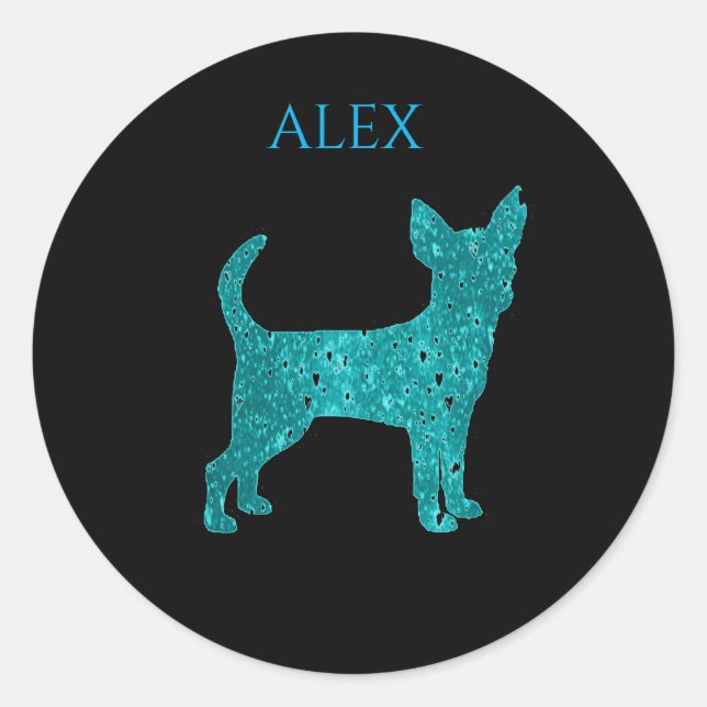 CHIHUAHUA Aufkleber mit PERSONALISIERTEM Kinder. (Vorderseite)