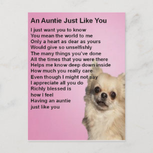 Chihuahua Auntie Gedicht Postkarte